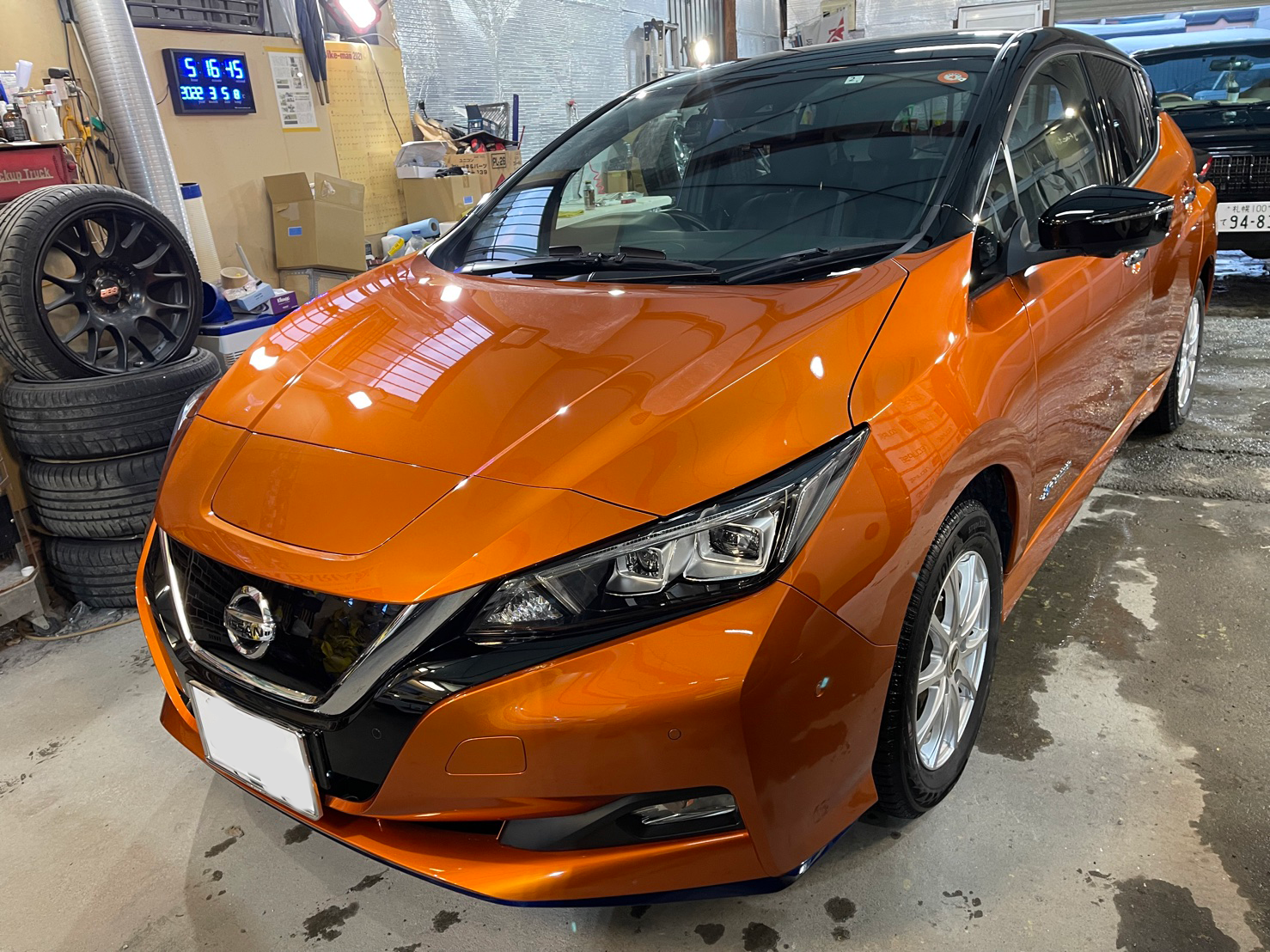 札幌で日産 リーフのアークバリアW施工を行いました。